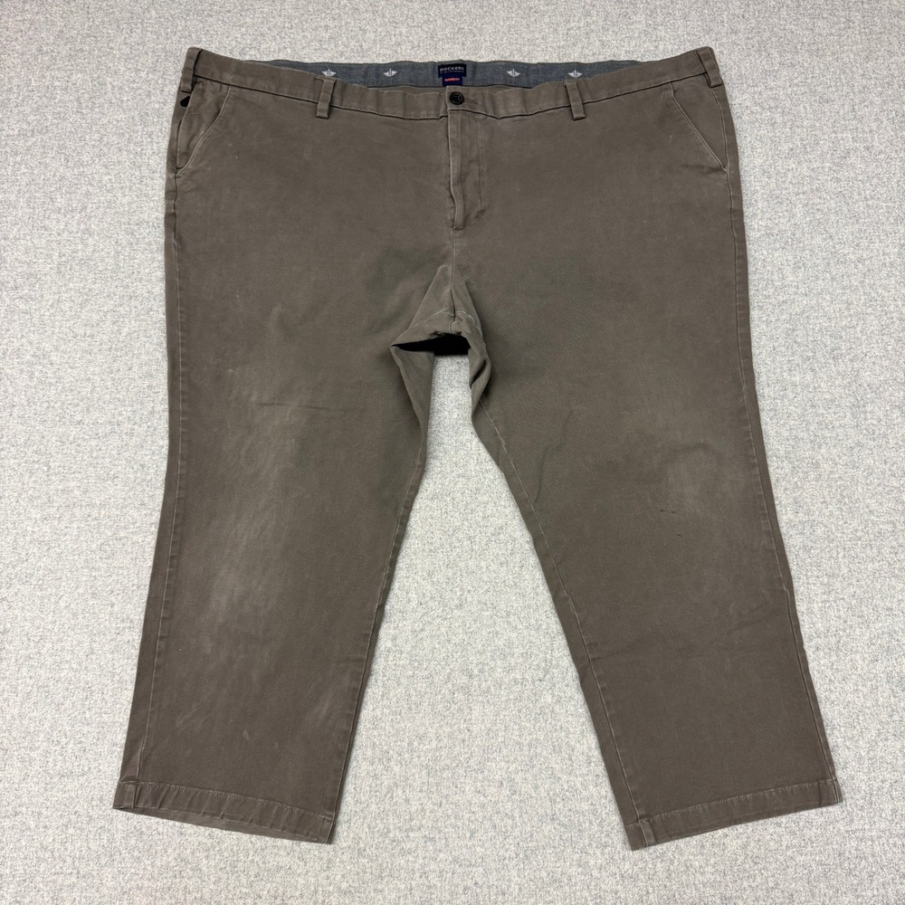 Dockers Tapered Fit Pants 55x26 Brown Twill Casual Workwear Trousers Mens Big